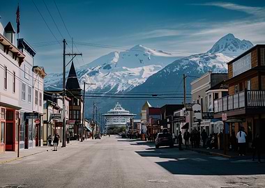 Cruise Ship in Alaskan Town