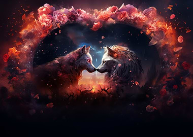 Wolf Couple in Love