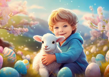 Boy and Lamb Easter