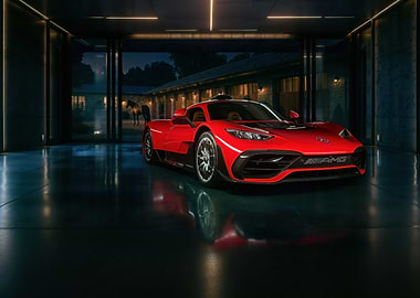 Red Sports Car in Garage