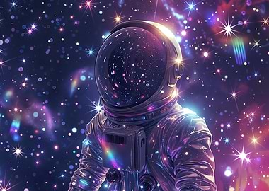 Astronaut in Vibrant Cosmos