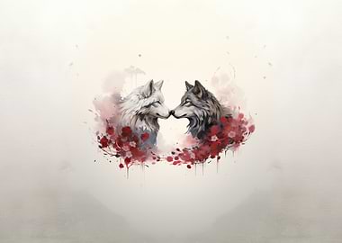 Wolf Couple Watercolor