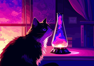 Cat and Galaxy Lamp
