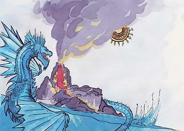 Blue Dragon and Volcano