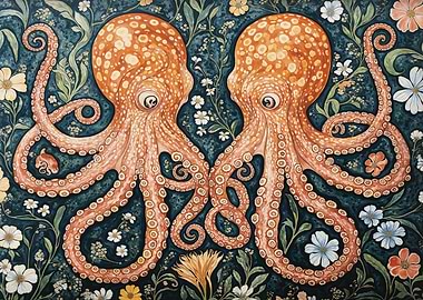 William Morris Octopus Botanical