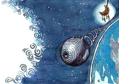 Spacecraft Orbiting Earth Goldenhearth