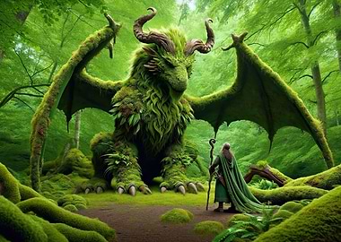 Moss Dragon and Druid