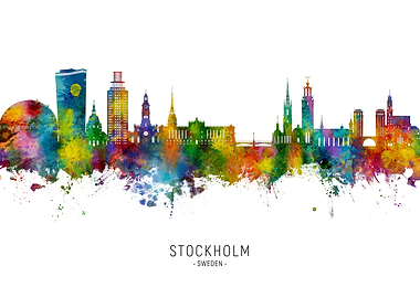 Stockholm Skyline Watercolor
