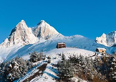 Snowy Mountain Cabin On The Ushba Mountain