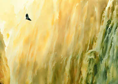 Watercolor Bird in Flight