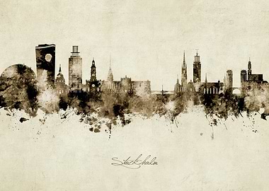 Stockholm Skyline Watercolor