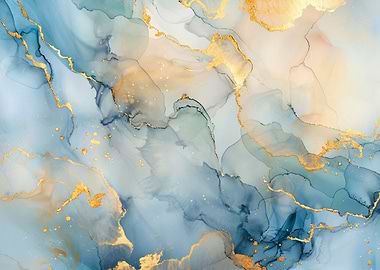 Abstract Blue and Gold Art