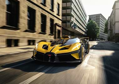 Yellow Supercar on City Street