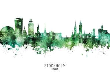 Stockholm Skyline Watercolor