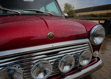 Austin mini with Rain Drops