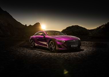Purple Sports Car Sunset