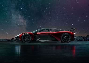 Red Sports Car Under Stars