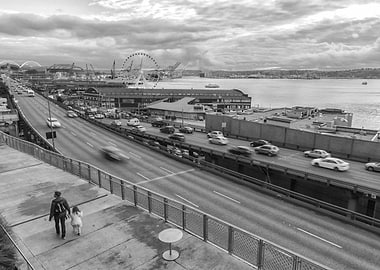 Seattle Cityscape with Ferris Wheel