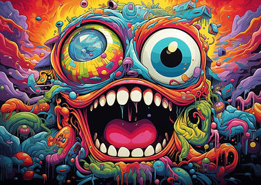 Psychedelic Monster Face
