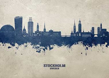 Stockholm Skyline Watercolor
