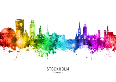 Stockholm Skyline Watercolor