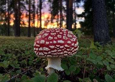 Red Mushroom in Forest