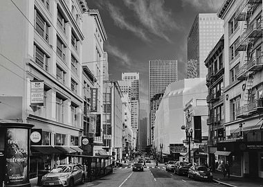City Street in Black and White