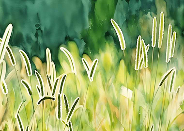 Watercolor Grass Blades