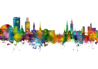 Stockholm Skyline Watercolor