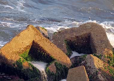 Seawall Rocks and Waves