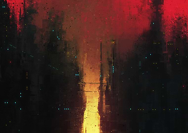Abstract Dystopic Cyberpunk Cityscape