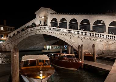 Rialto Bridge At Night In Venice