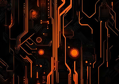 Neon Orange and Black Circuitry