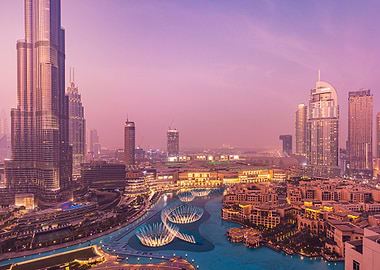 Dubai Skyline with Fountains
