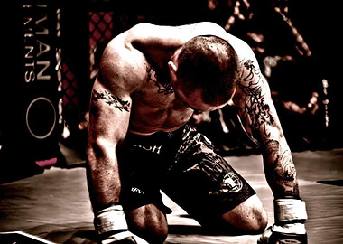MMA Fighter Kneeling