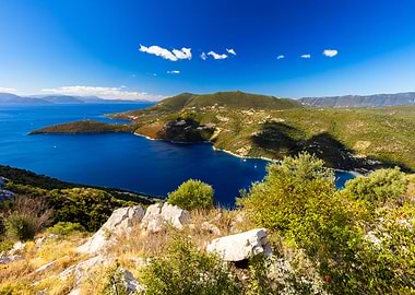 Coastal Landscape with Blue Waters, Greek Island