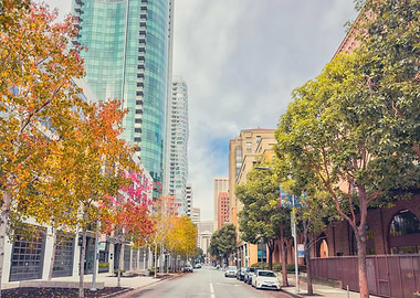 City Street with Fall Foliage