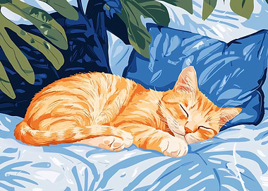 Sleeping Orange Cat