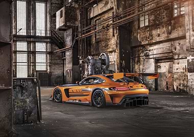 Orange Sports Car in Abandoned Factory GT3