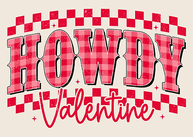 Howdy Valentine Graphic, Western Themed Valentines Day poster