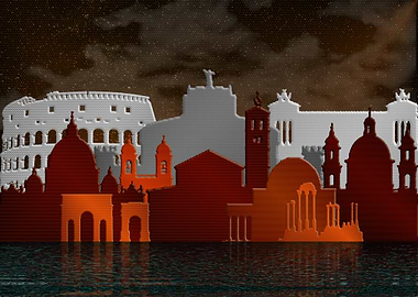 Rome Skyline Night