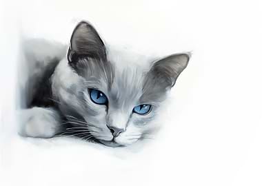 Blue-Eyed Cat Portrait