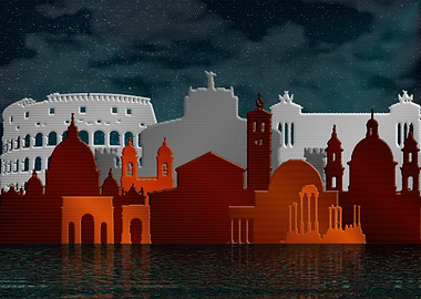 Rome Skyline Night