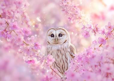 Owl in Cherry Blossoms