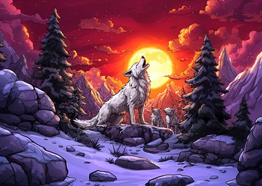 Wolf Howling at the Moon