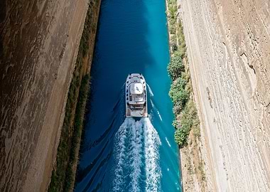 Boat in Corinth Canal, Greece