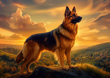 German Shepherd Sunset