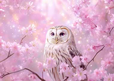 Owl in Cherry Blossoms
