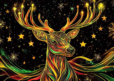 Neon Reindeer Art