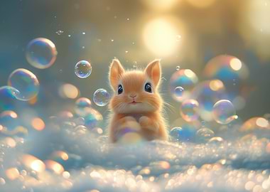 Cute Bunny with Bubbles